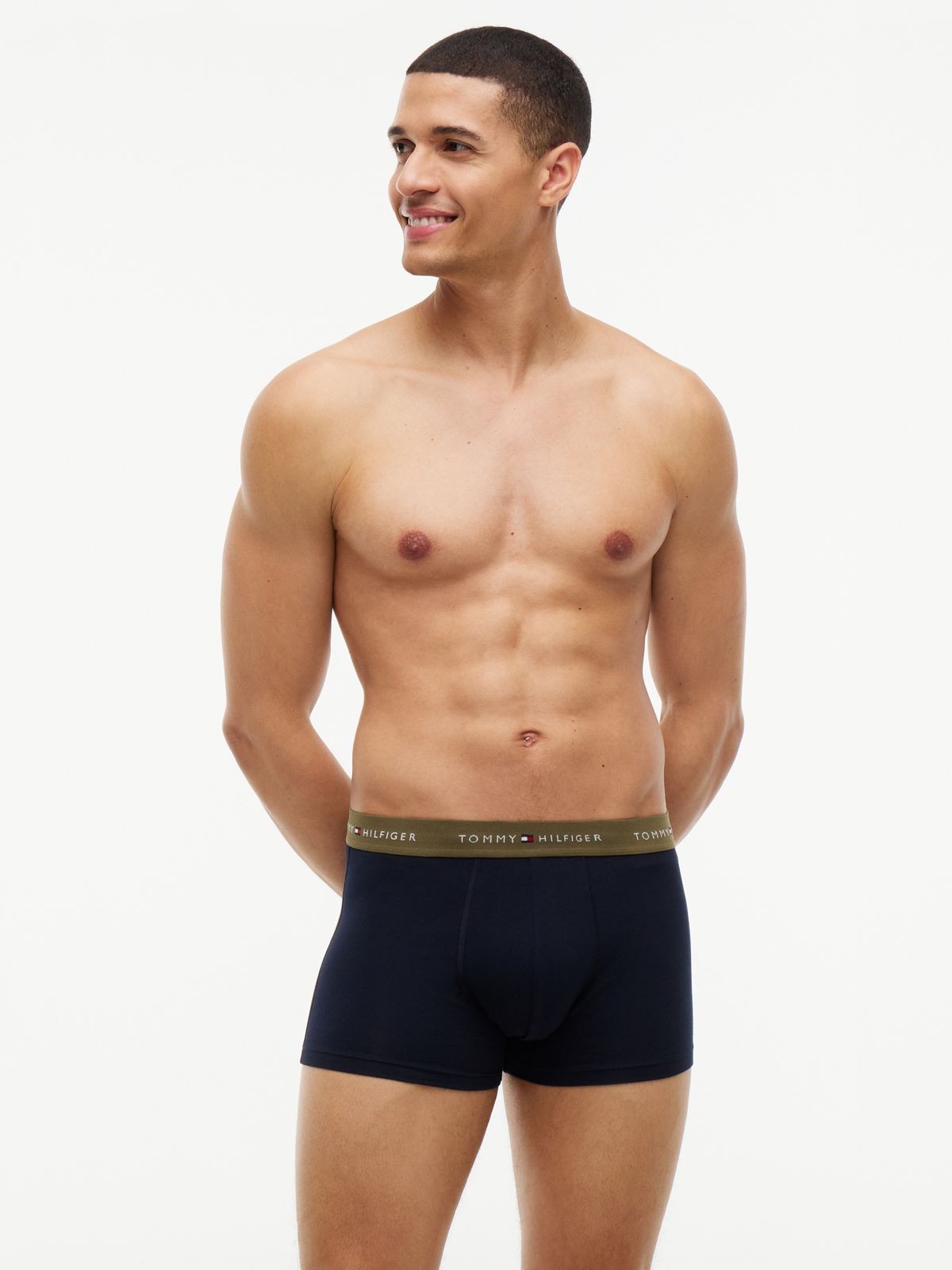 3-Pack Signature Logo Contrast Waistband Trunks — Beige