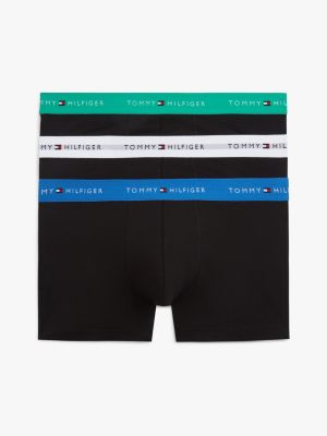 blue 3-pack signature repeat logo waistband trunks for men tommy hilfiger
