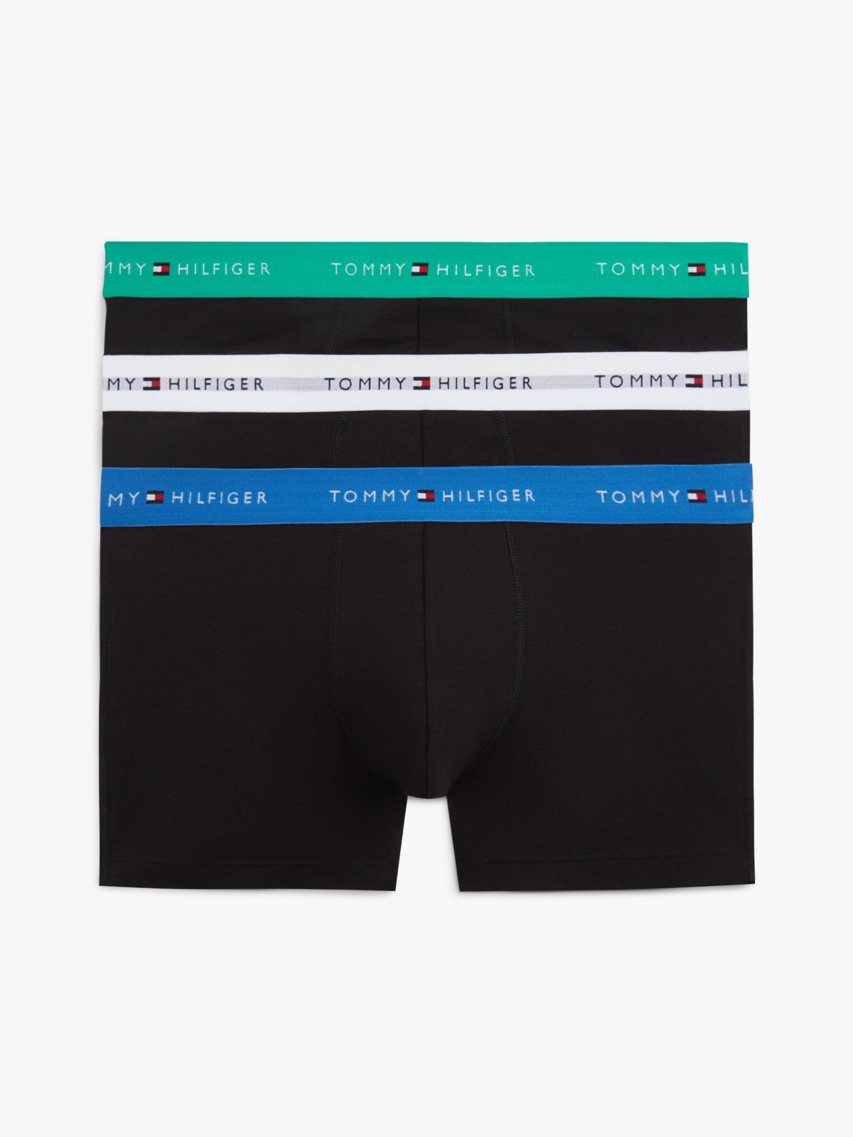 3-Pack Signature Logo Contrast Waistband Trunks — Blue