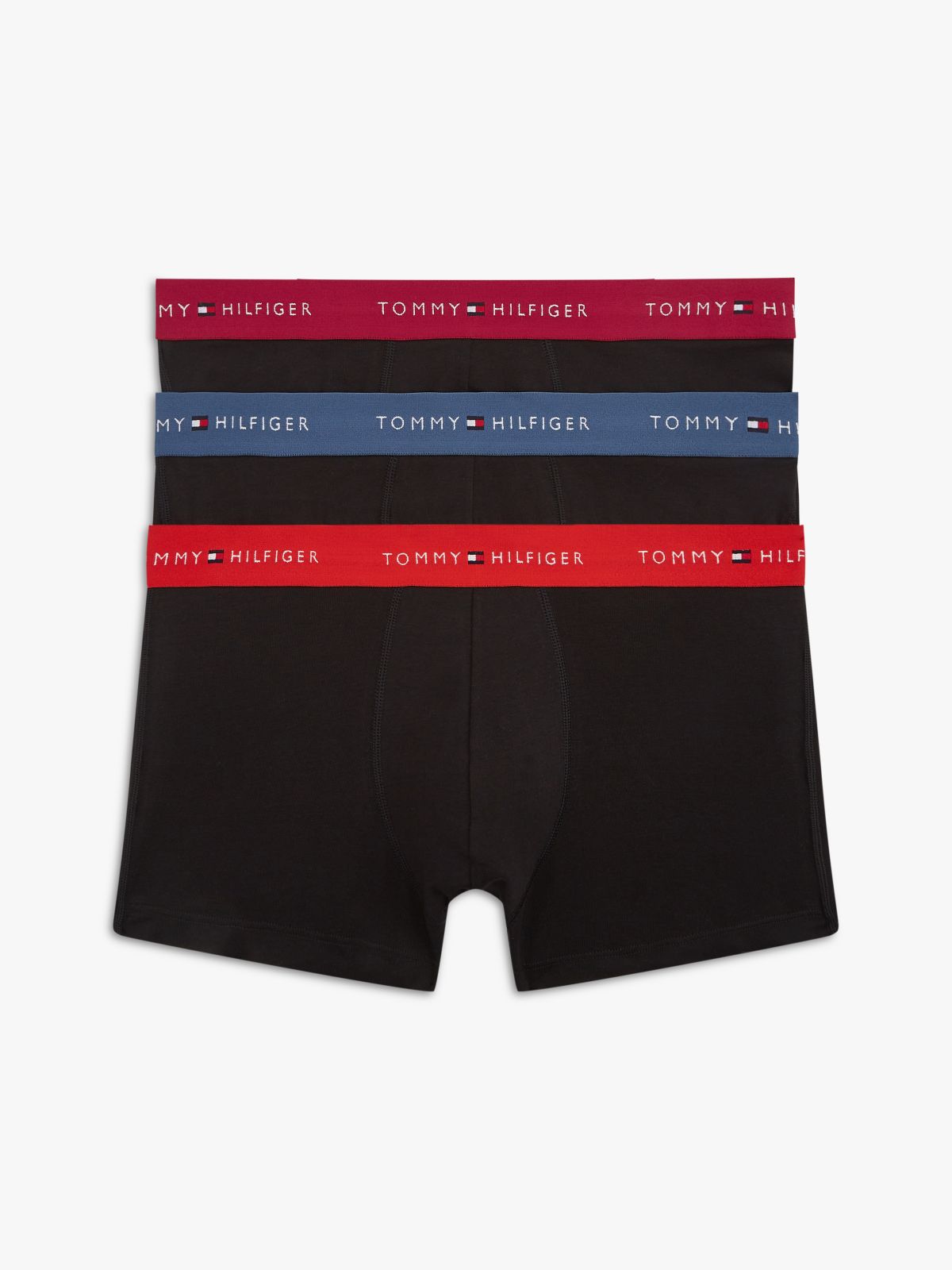 3-Pack Signature Logo Contrast Waistband Trunks — Blue