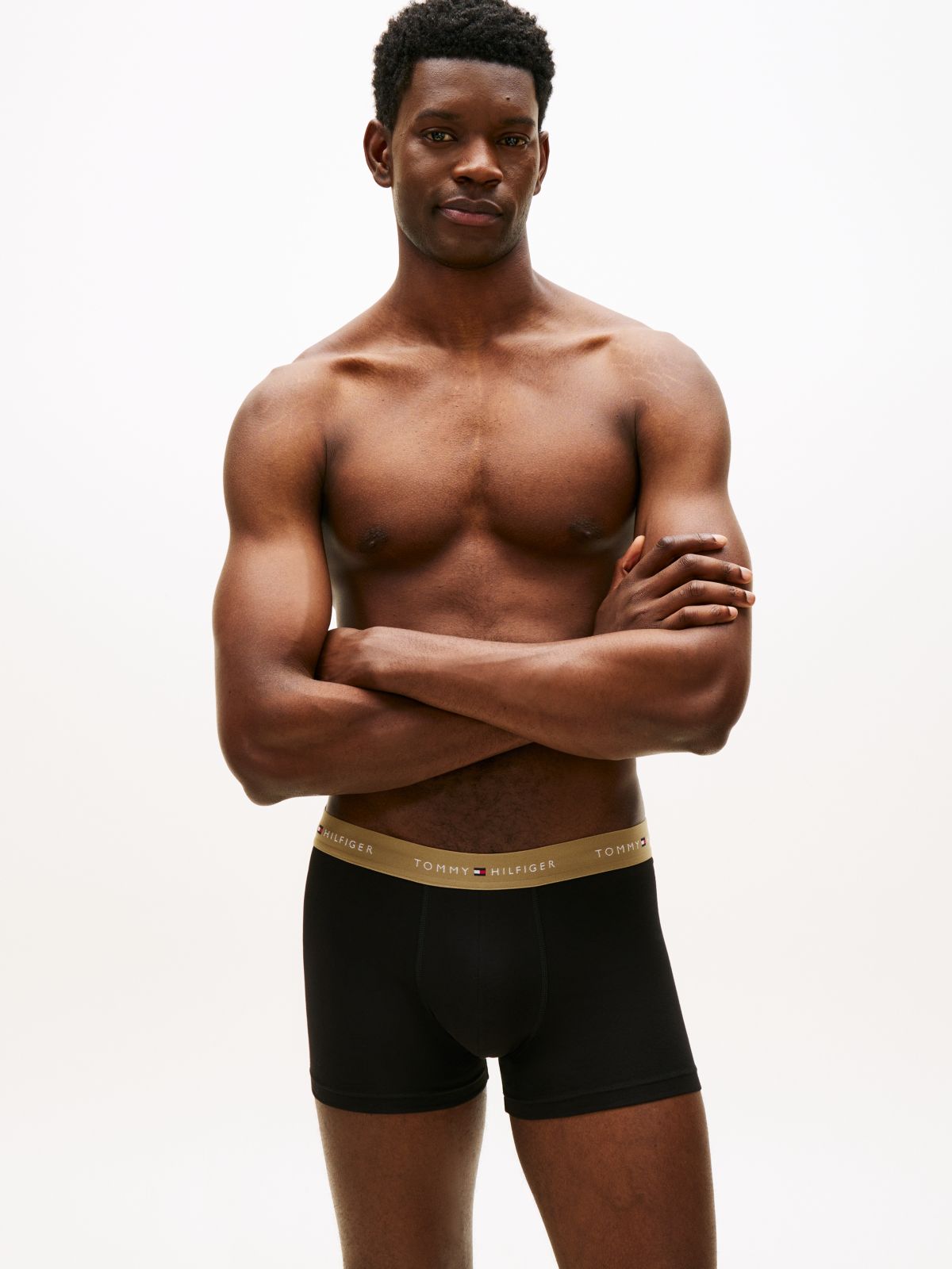 3-Pack Signature Logo Contrast Waistband Trunks — Gold