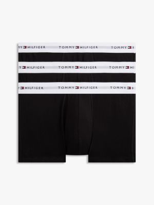  black 3-pack signature repeat logo waistband trunks for men tommy hilfiger