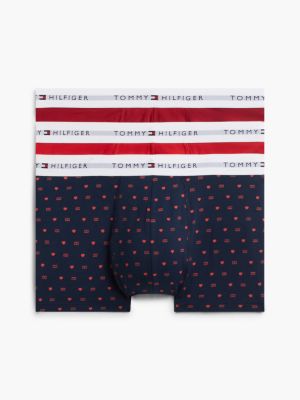 multi 3-pack signature logo waistband print trunks for men tommy hilfiger