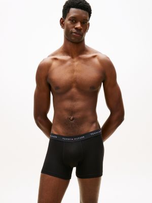 black 7-pack signature repeat logo waistband trunks for men tommy hilfiger