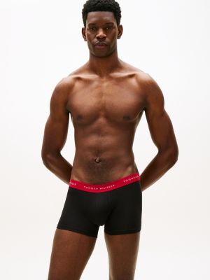 black 7-pack signature repeat logo waistband trunks for men tommy hilfiger