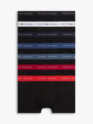 black 7-pack signature repeat logo waistband trunks for men tommy hilfiger