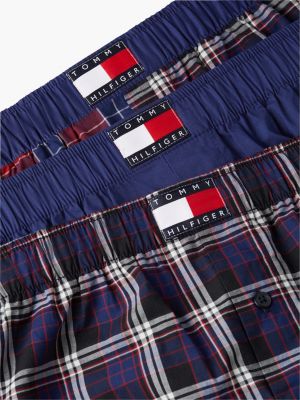 blau 3er-pack heritage gewebte boxershorts mit print für herren - tommy hilfiger