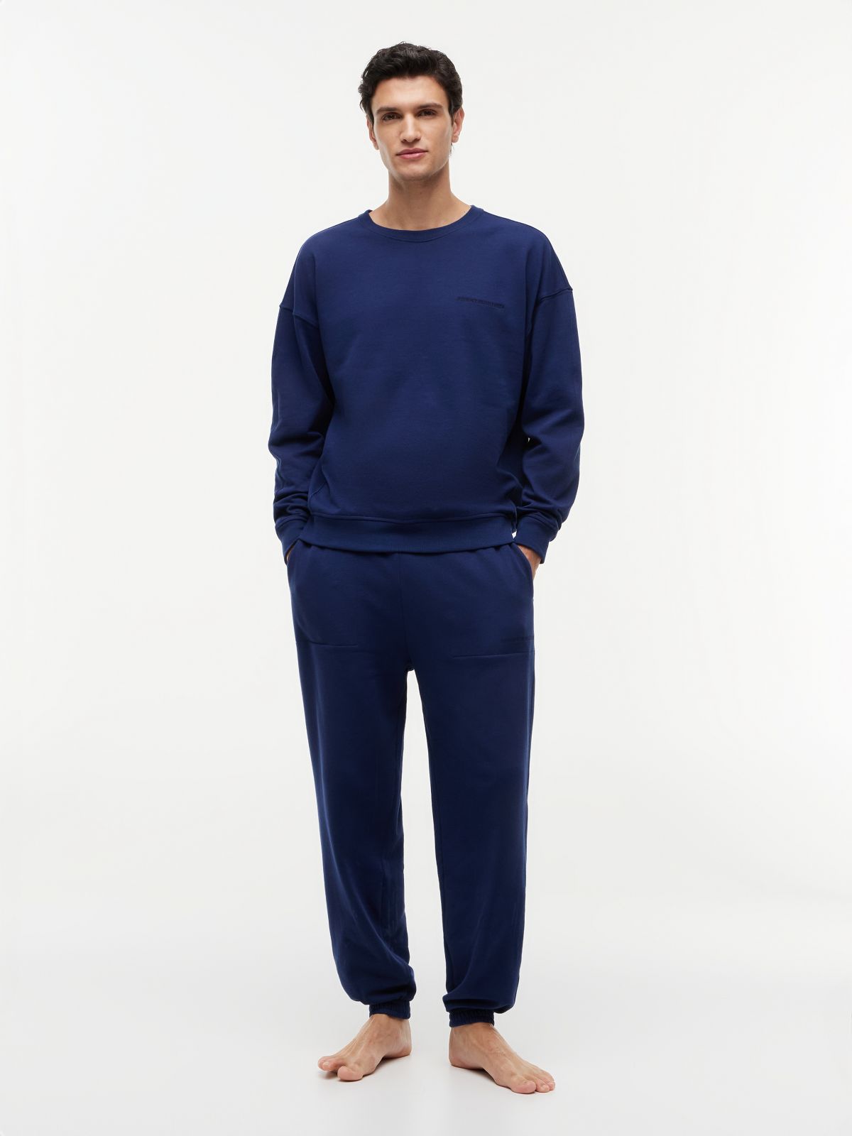 Essential Logo Terry Lounge Track Top — Blue