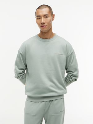 grey essential logo terry lounge track top for men tommy hilfiger