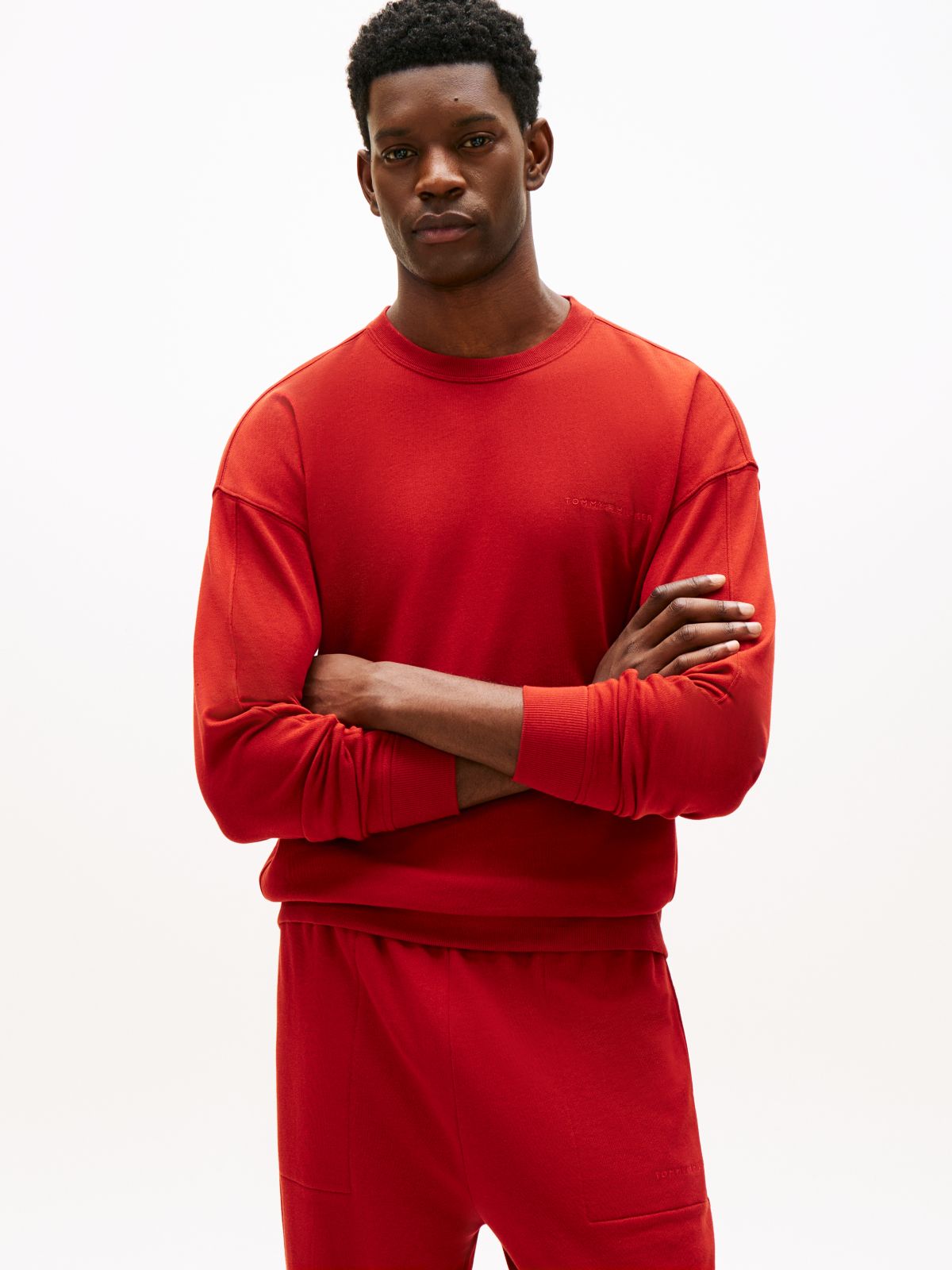 Essential Logo Terry Lounge Track Top — Red