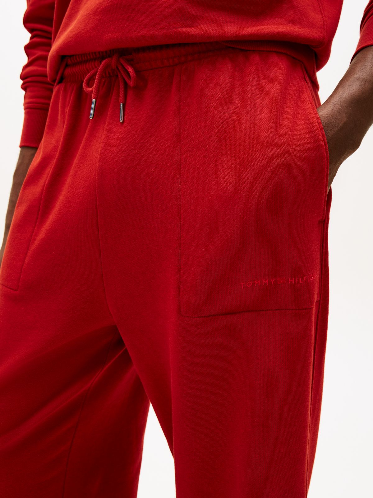 Essential Terry Cuffed Lounge Joggers — Red