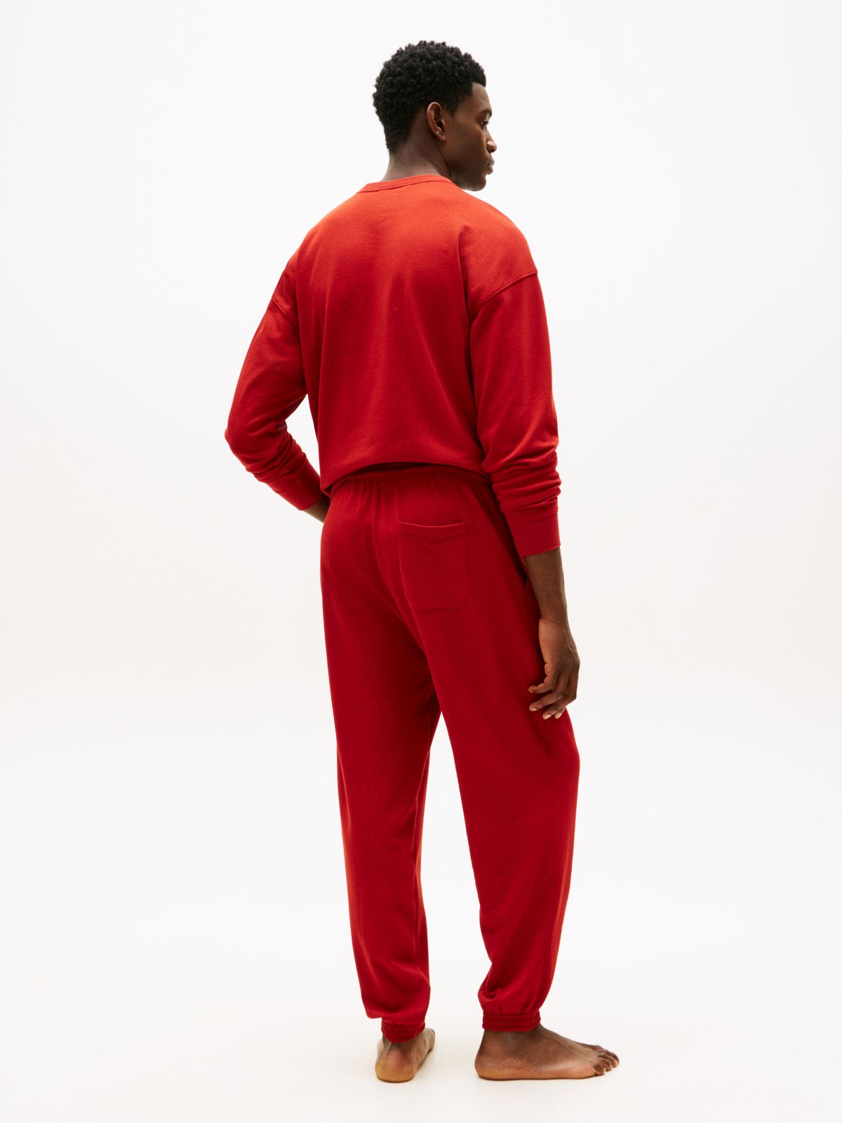 Essential Terry Cuffed Lounge Joggers — Red