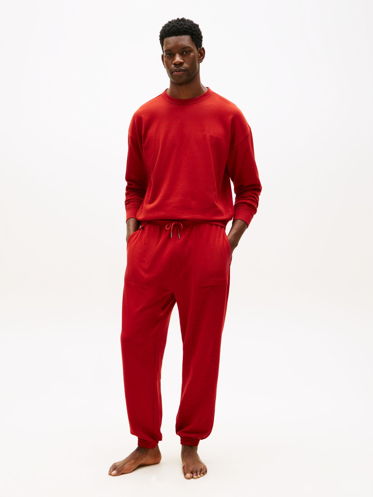 Essential Terry Cuffed Lounge Joggers — Red