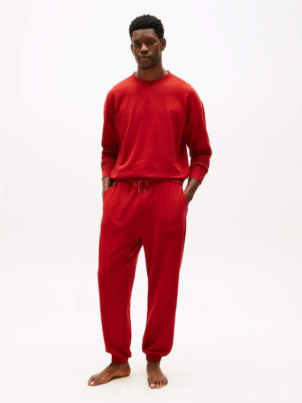 Essential Terry Cuffed Lounge Joggers — Red