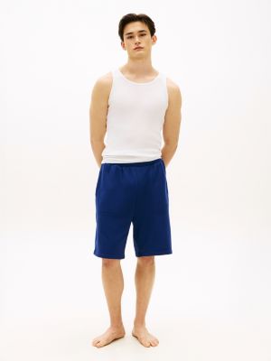 shorts lounge essential in spugna con logo blue da uomini tommy hilfiger