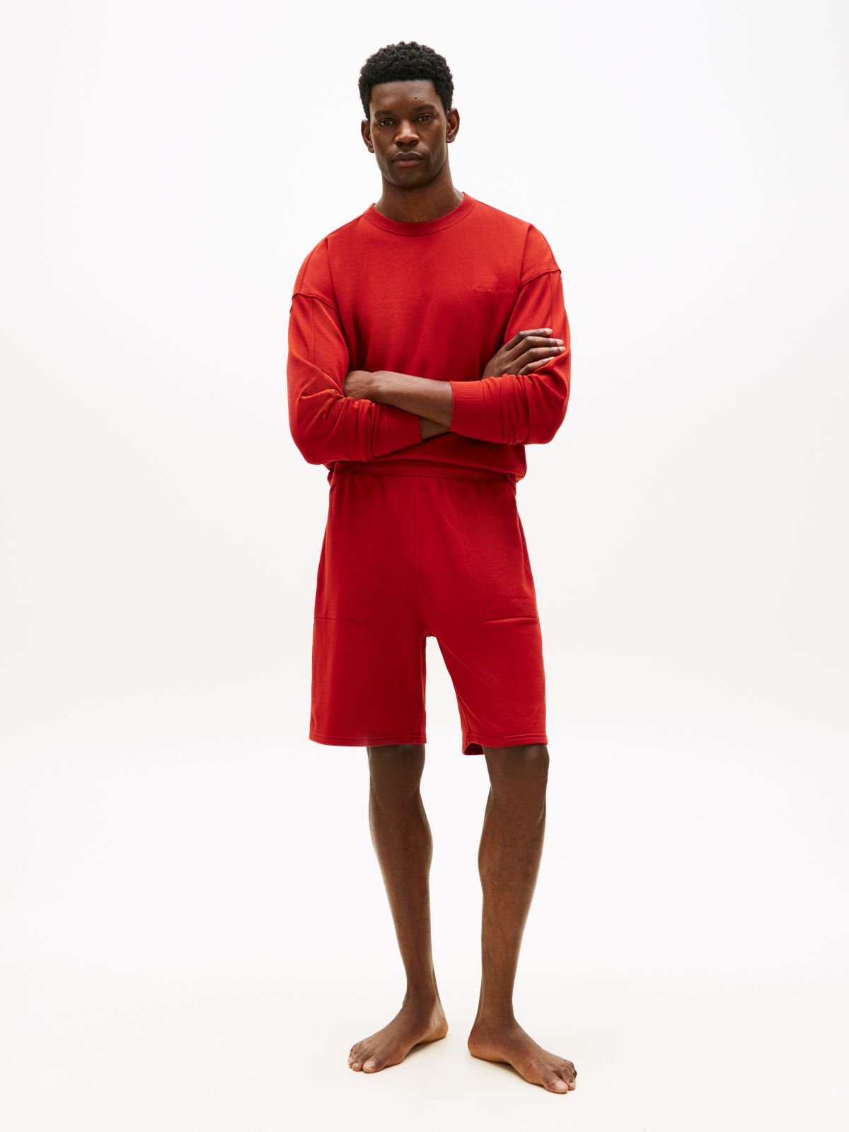 Essential Logo Terry Lounge Shorts — Red