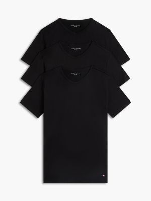  black 3-pack premium essential v-neck lounge t-shirts for men tommy hilfiger