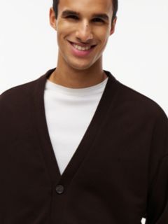 TH Original French Terry V-Neck Lounge Cardigan — Brown 3