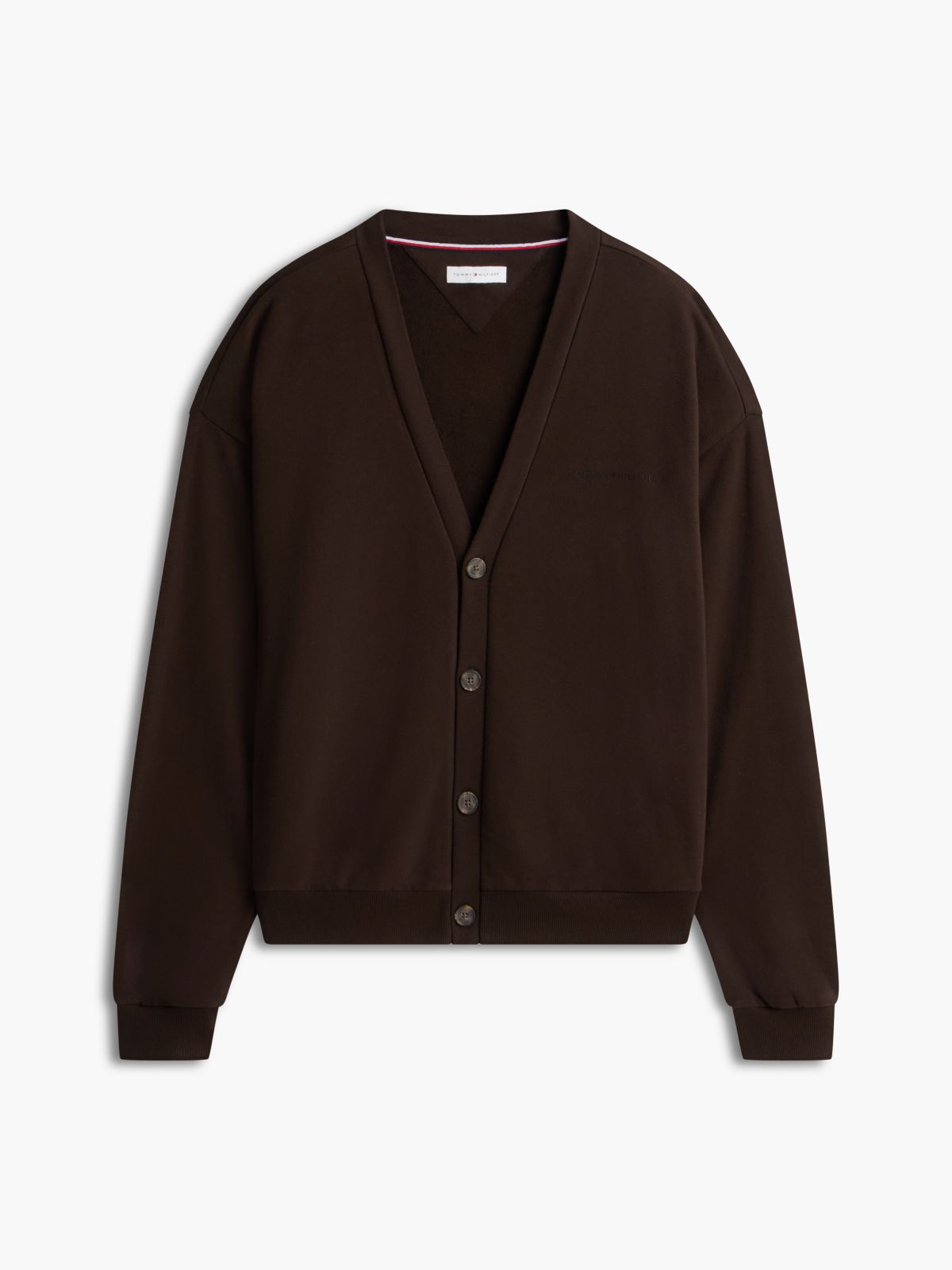 TH Original French Terry V-Neck Lounge Cardigan — Brown