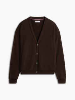 TH Original French Terry V-Neck Lounge Cardigan — Brown 5