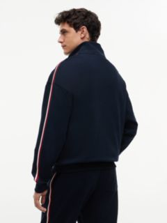 Global Stripe Button Lounge Sweatshirt — Blue 4