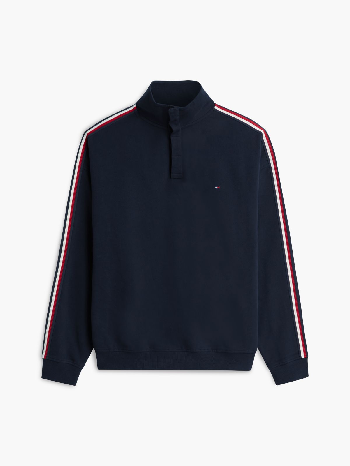 Global Stripe Button Lounge Sweatshirt — Blue