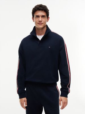 blue global stripe button lounge sweatshirt for men tommy hilfiger