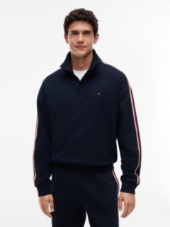 Global Stripe Button Lounge Sweatshirt — Blue 1