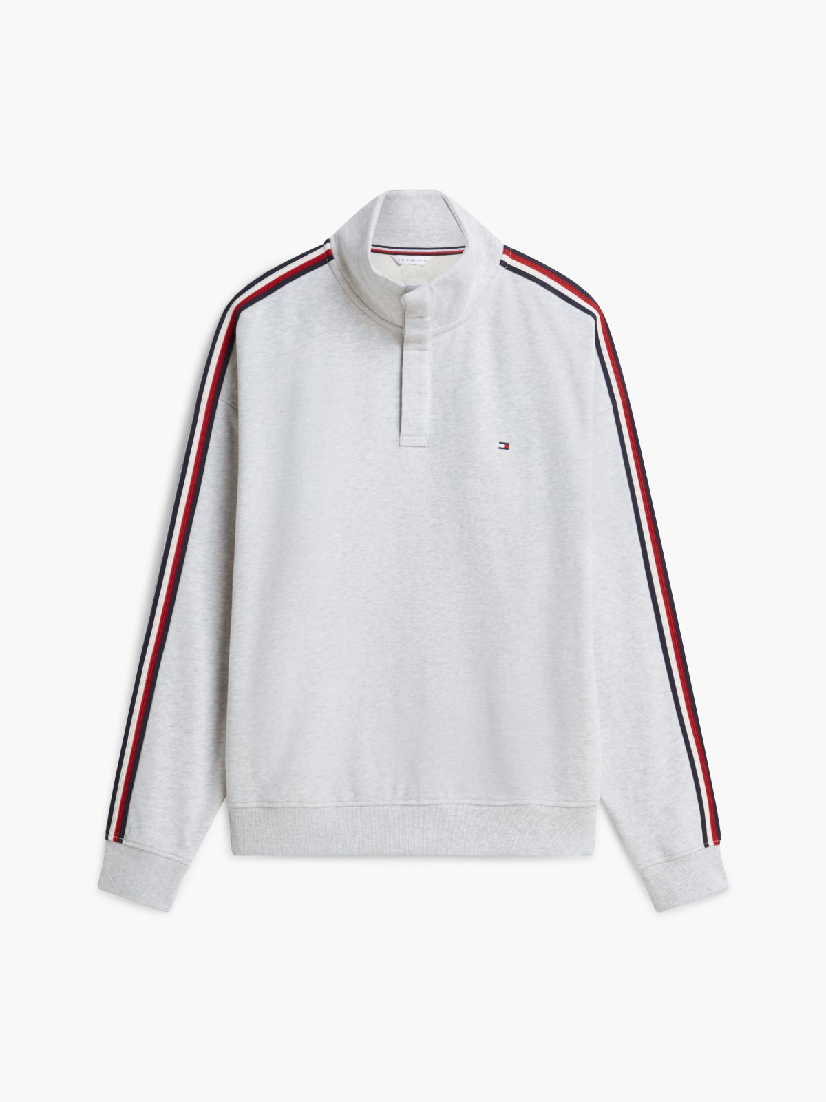 Global Stripe Button Lounge Sweatshirt — Grey