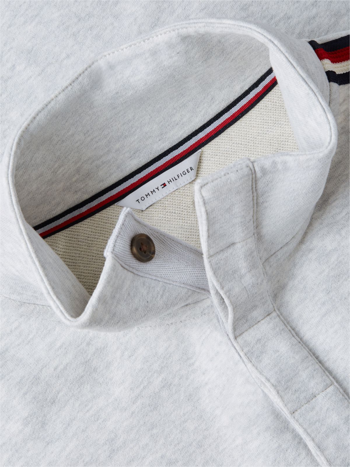 Global Stripe Button Lounge Sweatshirt — Grey