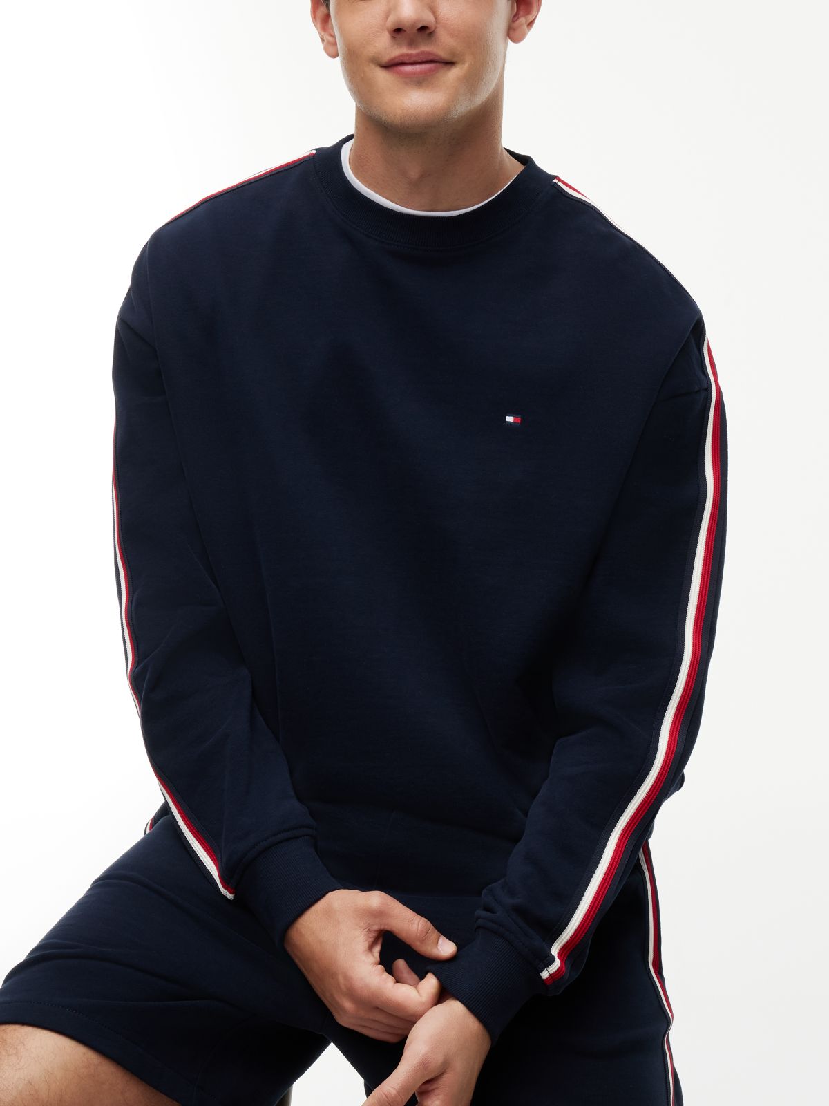 Global Stripe Terry Track Top — Blue