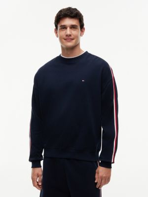 blue global stripe terry track top for men tommy hilfiger