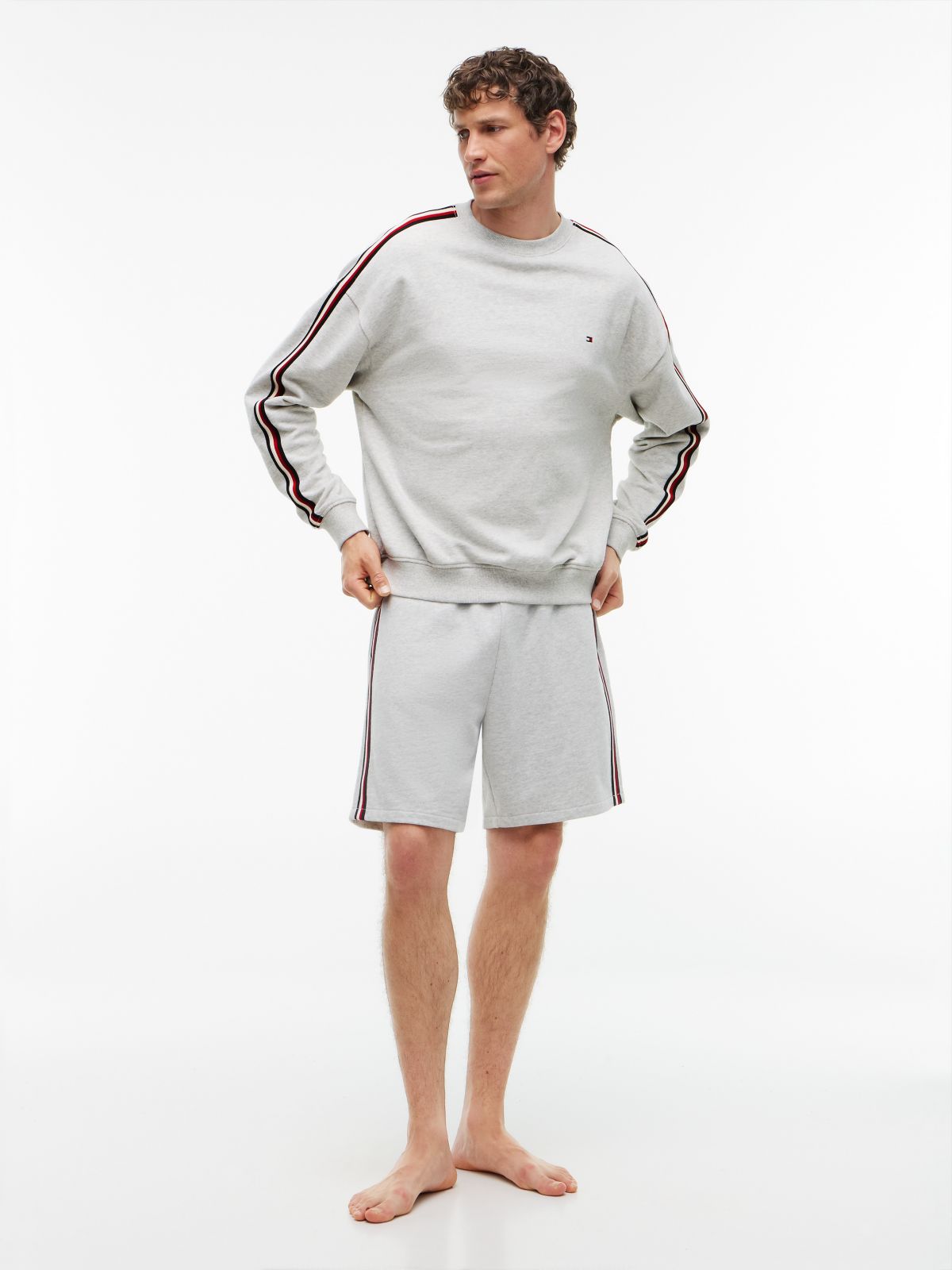 Global Stripe Terry Track Top — Grey