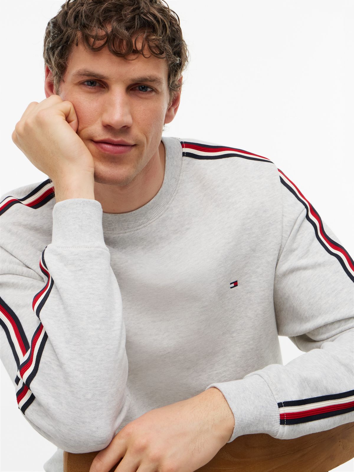 Global Stripe Terry Track Top — Grey