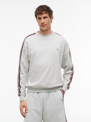 grey global stripe terry track top for men tommy hilfiger