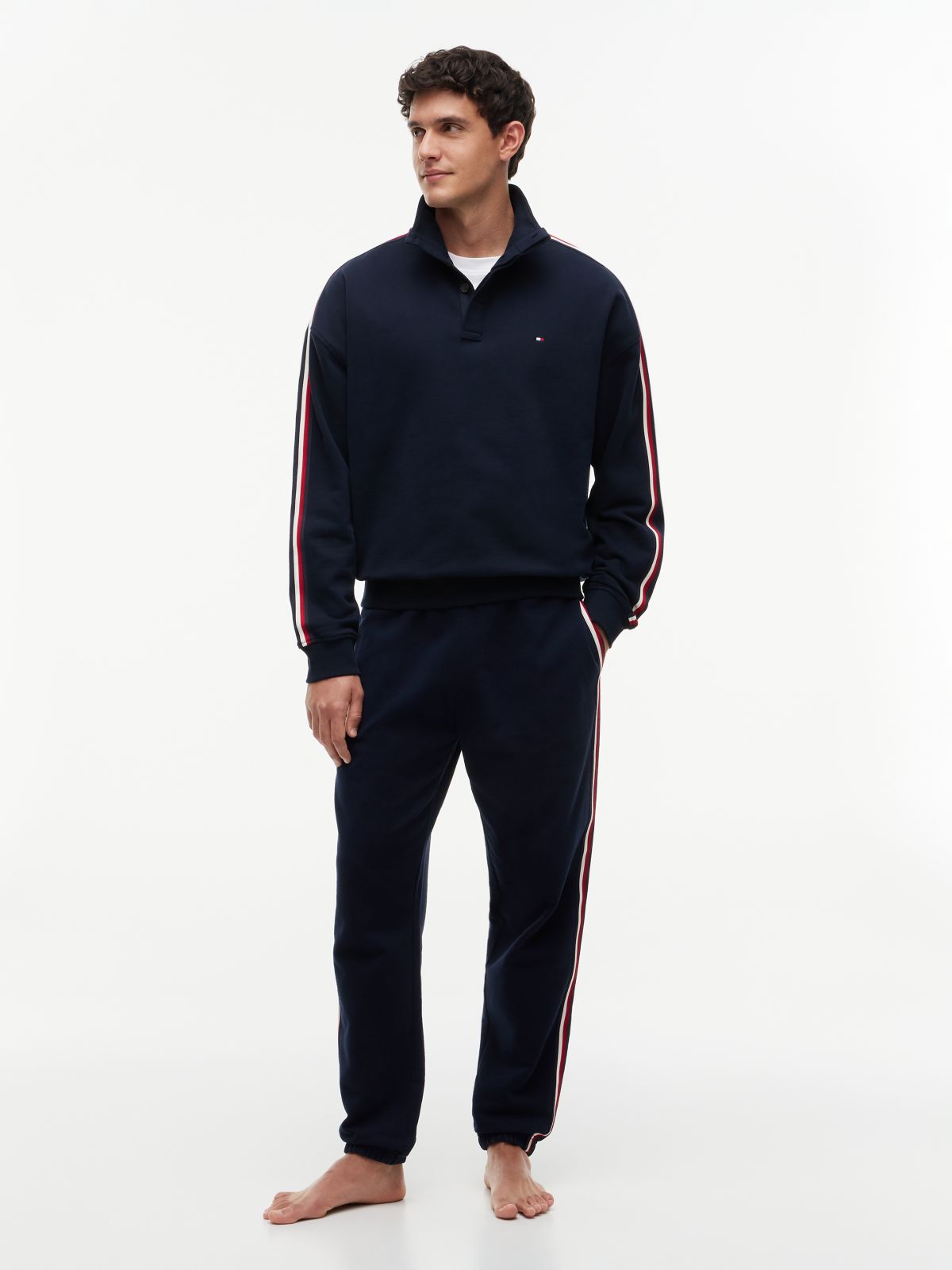 Global Stripe Terry Lounge Joggers — Blue