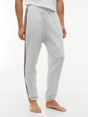 grey global stripe terry lounge joggers for men tommy hilfiger