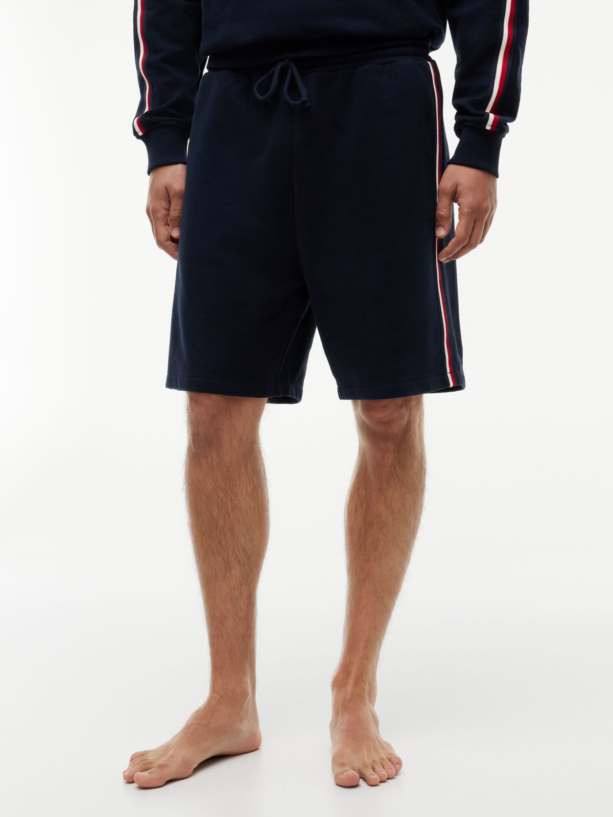 Global Stripe Terry Lounge Shorts — Blue