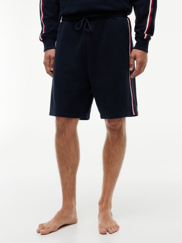 Global Stripe Terry Lounge Shorts — Blue