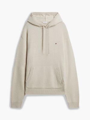 felpa lounge original in maglia misto lana beige da uomini tommy hilfiger