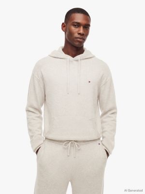 joggers lounge original in maglia misto lana beige da uomini tommy hilfiger
