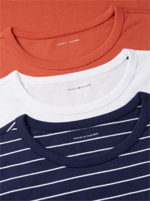 szary zestaw 3 domowych t-shirtów z dżerseju z logo dla mężczyźni - tommy hilfiger