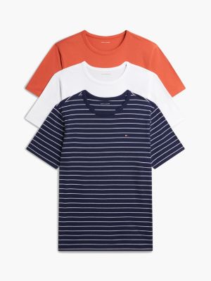 grey set van 3 signature jersey lounge-t-shirts voor heren - tommy hilfiger