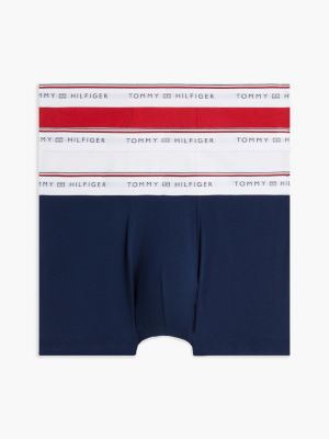 green 3-pack global stripe logo waistband trunks for men tommy hilfiger
