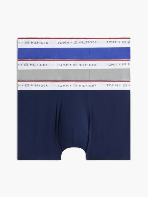 gold 3-pack global stripe logo waistband trunks for men tommy hilfiger