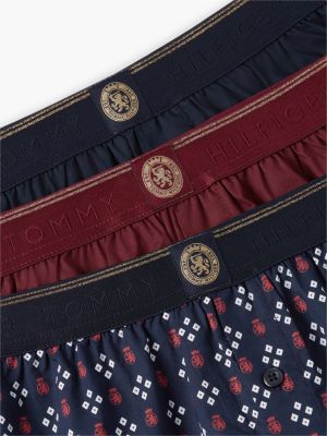blue 3-pack th crest woven boxer shorts for men tommy hilfiger