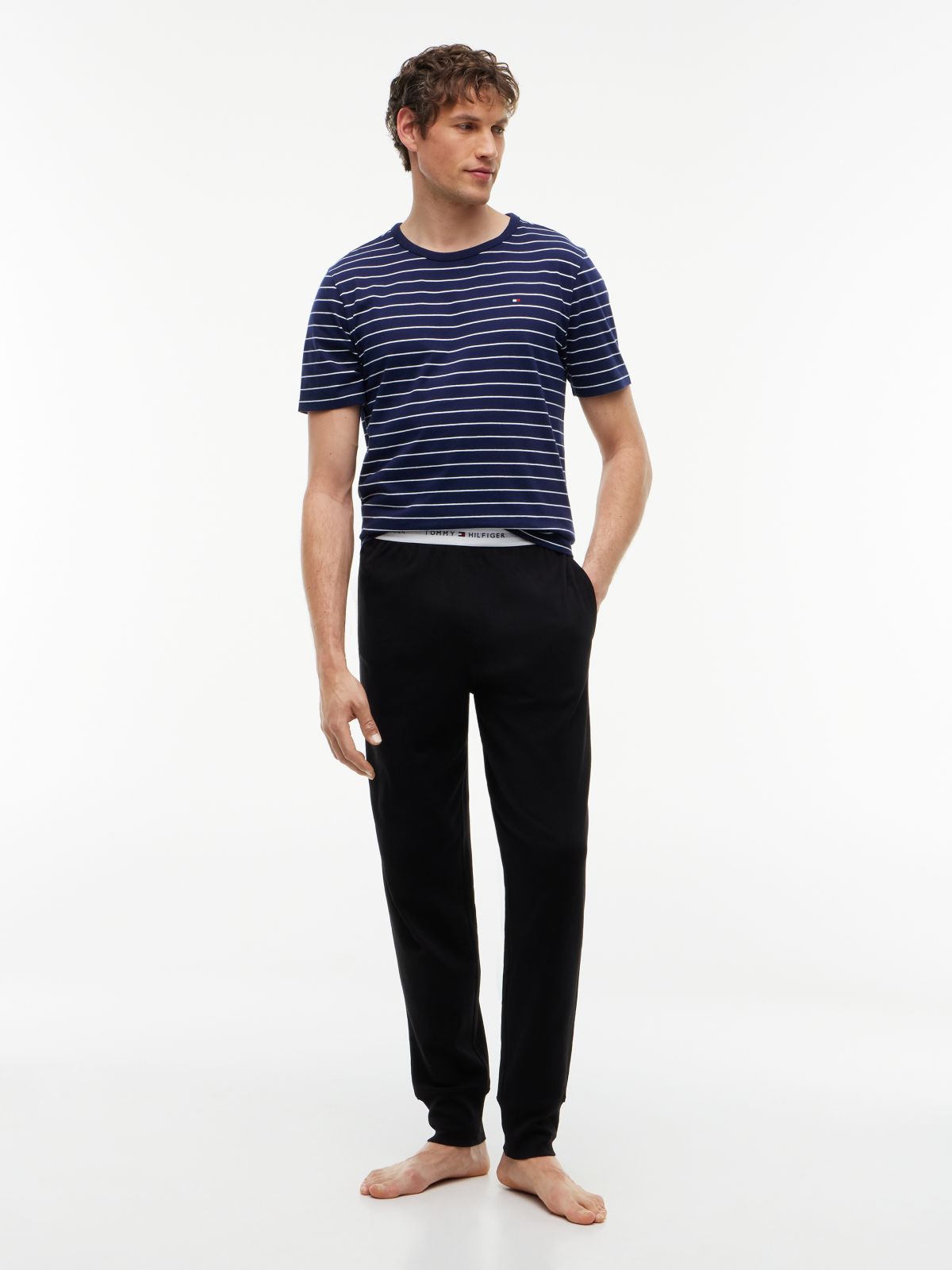 Signature Repeat Logo Cuffed Pyjama Bottoms — Black