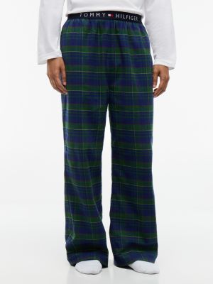 bas de pyjama original en flanelle à logo blue pour hommes tommy hilfiger