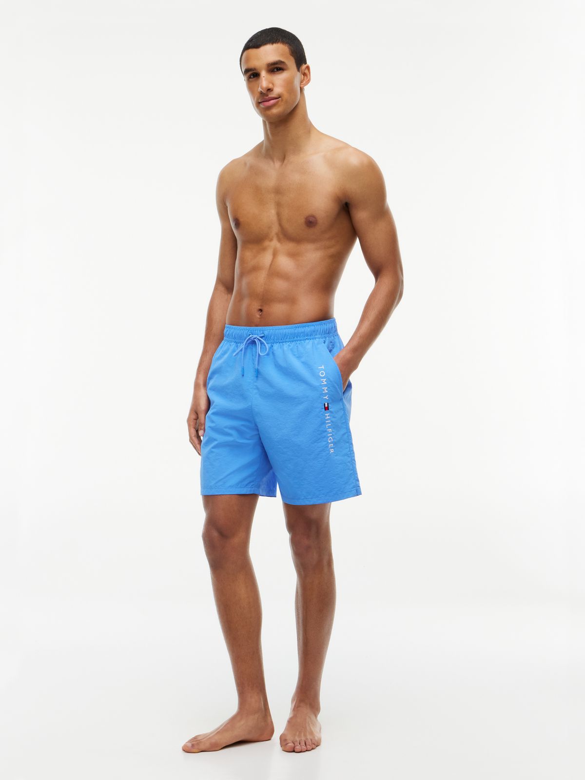Original Logo Long Length Swim Shorts — Blue