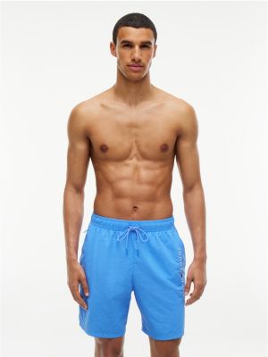 blue original logo long length swim shorts for men tommy hilfiger